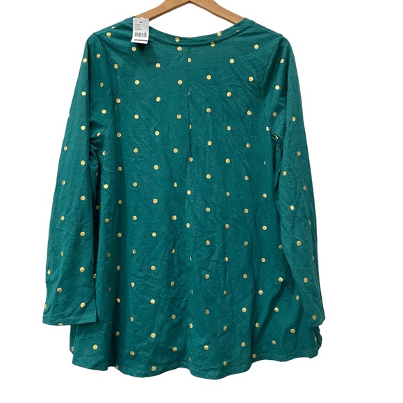 Lane Bryant Teal Green Metallic Gold Dot Long Sleeve Tee NEW size 18/20 - Picture 6 of 6